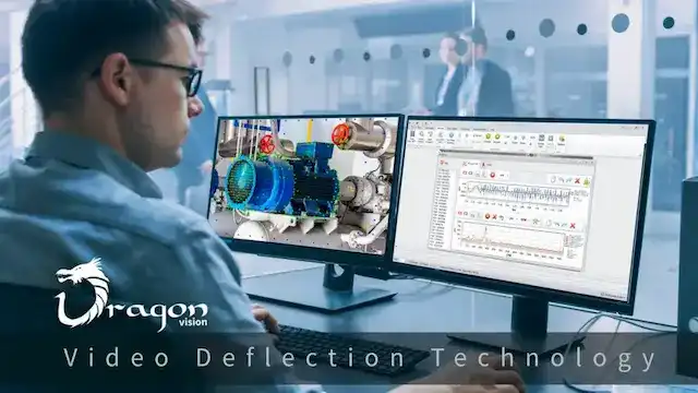 Computer screen displaying Dragon Vision® video deflection software analyzing machine vibration