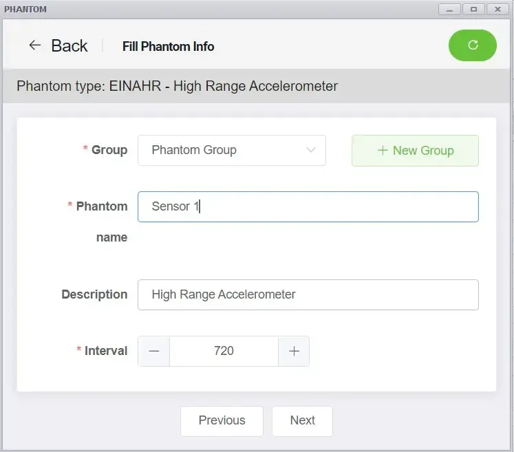 PHANTOM® Configuration Window